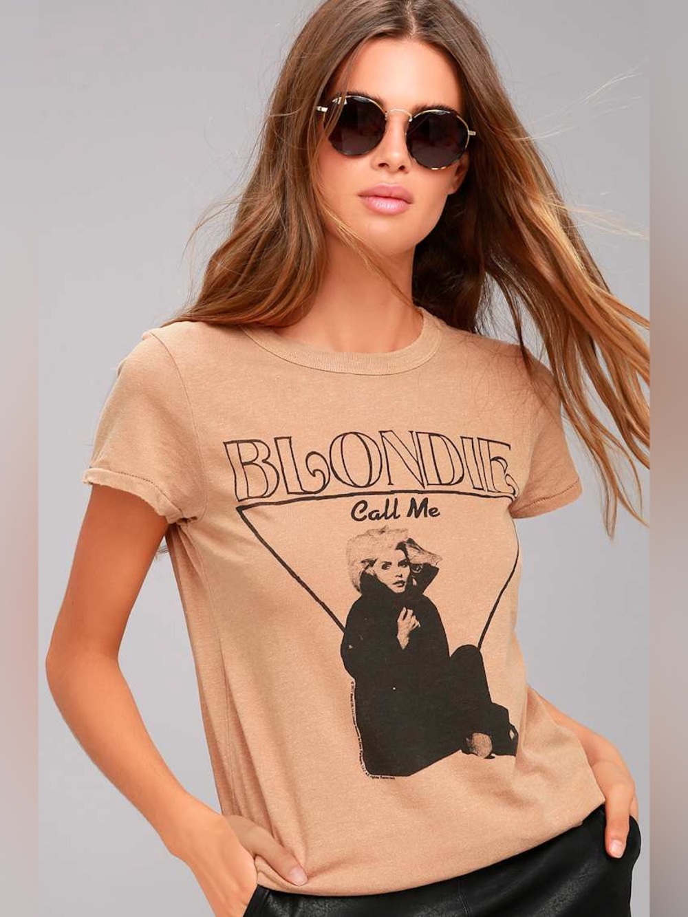 Junk Food Blondie Light Brown Distressed Tee size M